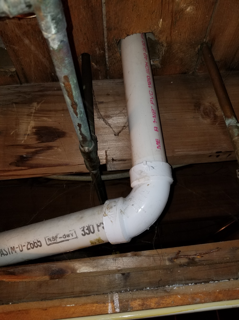 the pipe under the sink in the basement